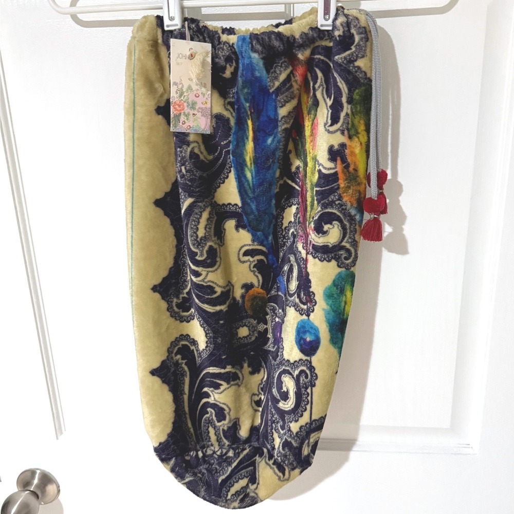 Johnny Was Flint Cozy Blanket Bag Multi Color Paisley Peacock Plush H14922-7 NEW